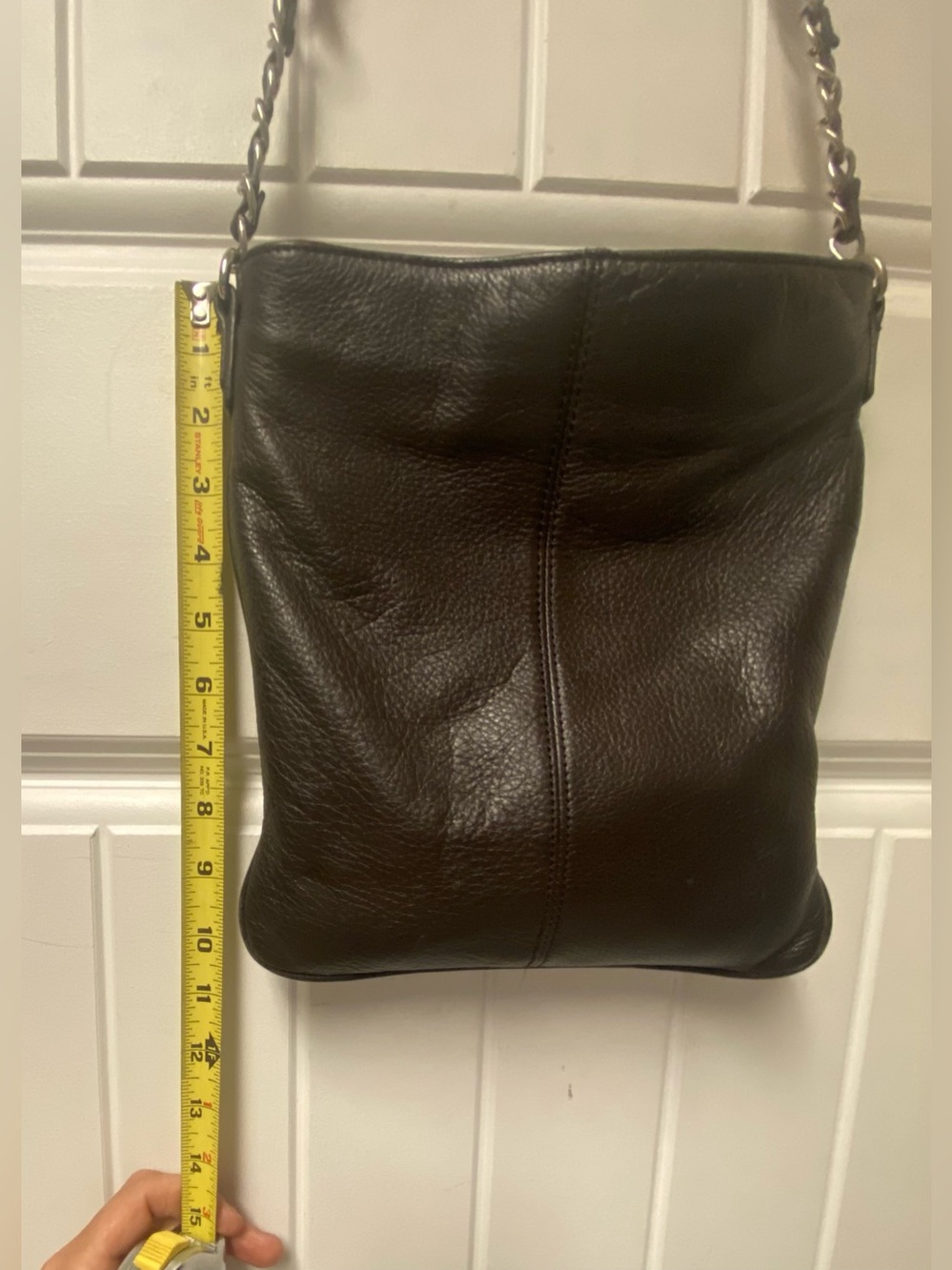 Vintage Danier Dark Brown Pebbled Leather
Crossbody Hobo Bag. - Picture 9 of 15
